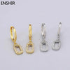Enshir Gold Color Zircon Drop Hoop Earrings For Women Rock Punk Wedding Crystal Jewelry - Image 3