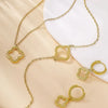 Crystal Zircon Four Leaf Clover Pattern Jewelry Set Bracelet Necklace Earrings Classic for Women Flower Party Charm Gifts - Image 4