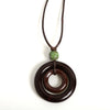 Handmade Wooden Circle Ceramic Pendant Necklace Adjustable Cord Unique Bohemian Jewelry for Men and Women 1 Piece - Image 4