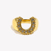 Stainless Steel Y2K Jewelry U Letter Crystal Paved Gold Colour Rings For Women Chunky Metal Hiphop Party Jewelry - Image 2