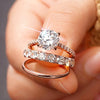 3Pcs Set of Rings Female Shiny Round Zirconia Finger Jewelry Gold Color Accessories for Wedding - Image 5