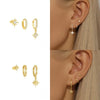 3 Piece Stainless Steel Round Star Drop Earrings Set for Women Gold Plated Dangle Earring Punk Unisex Rock Jewelry - Image 4