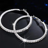 Elegant Sparkling Black Hoop Earrings with Clear Gemstones for Women Stylish Round Design Jewelry Gift Novelty Earrings - Image 3
