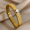 Simple Elastic Stainless Steel Bangles for Women Vintage Classic Heart Star Inlaid Rhinestone Bracelet Bangle - Image 13