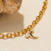Minimalist Gold Color Plated Stainless Steel Rhinestone Water Drop Pendant Black Oil Drop Moon Pendant Bracelet Women - Image 5