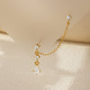 Silver 1pc Water Drop Zirconia Tassel Chain Two Stud Earrings For Women Hypoallergic Jewelry - Image 3