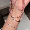 Pink Crystal Freshwater Pearl Gold Female Jewelry Set For Women Necklace Bracelet Gifts - Image 2