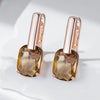 Square Brown Zircon Drop Earrings for Women Rose Gold Color Bride Wedding Jewelry - Image 3