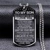 To My Son I Love You Pendant Necklace Stainless Steel Dog Tag Letter Chain Birthday Graduation Gift Jewelry Men Inspiration Kids - Image 1