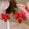 Red Acrylic Resin Flower Earrings For Women Jewelry Statement Earings - Image 5
