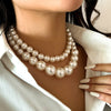 Two-Piece Imitation Pearl Beaded Choker Set in Gold-Tone - Image 1