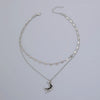 Y2K Star Moon Pendant Necklace Punk Gothic Simple Silver Color Double Layered Metal Neck Chain Women's Charm Jewelry Gift - Image 5