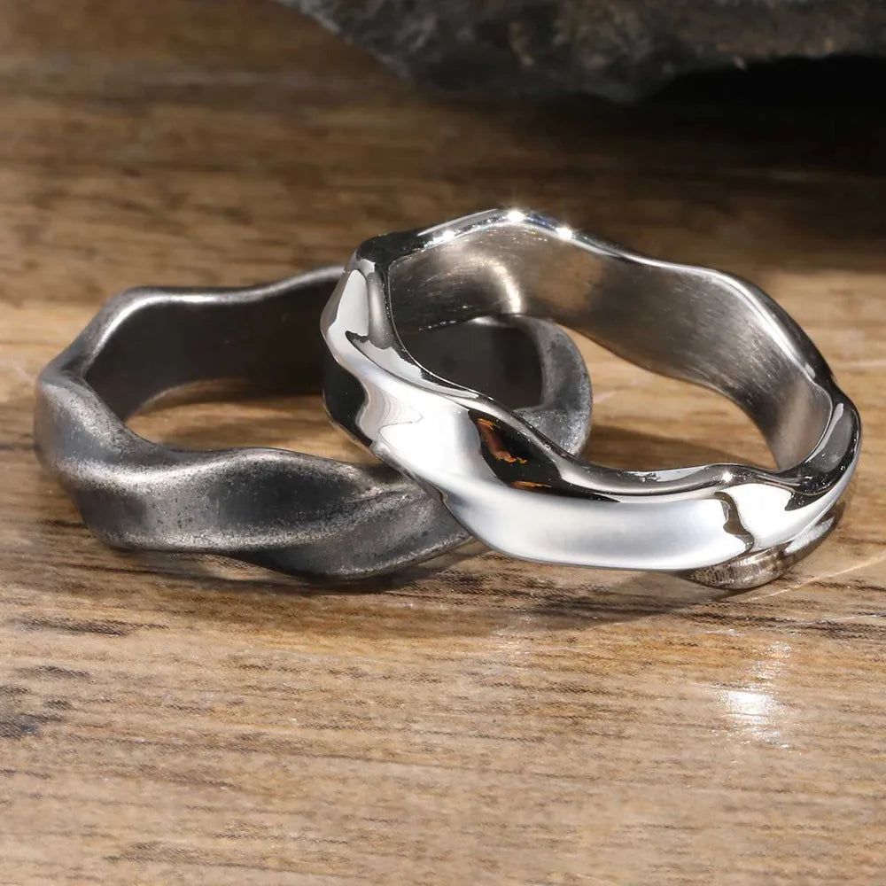 Mobius Ring for Men, Oxidized Twisted Stainless Steel Finger Band,Retro Endless Love Anniversary Gift for Him - Image 1