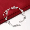 Silver Color Bracelet Necklace Jewelry Set Three Snake Chains With Silvery Oval Beads Olive Shape Wedding Charm Chain For Women - Image 5