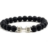Black Volcanic Lava Stone Dumbbell Bracelet Black Matte Beads Bracelets For Women Men Fitness Barbell Jewelry - Image 7