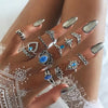 13Pcs/Set Vintage Carved Hollow Flower Crown Love Rings for Women Retro Fringer Rings Party Jewelry Gift - Image 1
