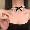 Elegant Pink Black Lace Bowknot Zircon Heart Choker Necklace for Women Gothic Short Collar Necklace Y2K Jewelry Gifts - Image 3