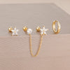 Three-Piece Floral Stud Earring Set with Linked Details - Image 4