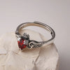 Vintage Silver Wing Crystal Heart Finger Ring Open Silver Rings For Women Wedding Jewelry Gift - Image 1