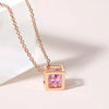 Charms Necklace For Women Aesthetic Cube Pink Zircon Rose Gold Color Choker Chain On Neck Jewelry Korean Pendants - Image 3