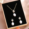 Classic Leaf Marquis Zircon Oval Pearl Drop Earring&Necklaces for Women Elegant Charm Bridal Wedding Jewelry Sets - Image 3