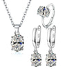 Silver Jewelry Sets For Women Ellipse Zircon Ring Necklace Earrings Accessories - Image 9