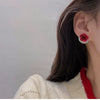 Christmas Red Zircon Crystal Bow Stud Earrings For Women Heart Shape Bowknot Christmas Earring Year Festival Jewelry - Image 6