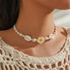 Bohemia Sea Shell Choker Necklace For Women Summer Sweet Flower Pendant Hand-woven Rope Neck Chain Jewelry Accessory - Image 1