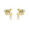 Claws CZ Stud Earrings for Women Gold Color Cubic Zirconia Climber Earrings Lady Ear Cuffs Jewelry - Image 2