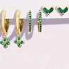 6PCS Green Tragus Huggie Earring Set For Women Fahion Square Crystal Cartilage Hoop Earring Shiny Helix Piercing Lobe Jewelry - Image 5