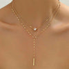 Minimalist Double Layered Y Shaped Collarbone Necklace for Women Long Chain Drop Necklace Girls Party Body Jewelry Gifts - Image 1