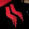 Irregular Long Tassel Earrings for Women Creative High Sense Light Red Drop Earring Inlaid Rhinestone Jewelry Gifts - Image 5