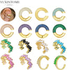 1PC Plated Gold Ear Cuff Earrings Ear Clip for Women Purple/Green/Turquoise No Pierced Earrings Jewel - Image 1