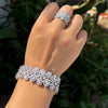 ThreeGrace Shiny Zircon Elegant Open Cuff Bangle and Ring Set for Women Dubai Bridal Wedding Evening Party Jewelry - Image 2