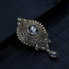 Sunspicems Retro Gold Color Vinage Brooch Full Gray Rhinestone Turkish Dsign Circular Badge Ethnic Party Jewelry Gift - Image 2