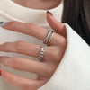 Retro Simplicity Silver Adjustable Double-layer Crossed Irregularly Line Ring for Women Girl Jewelry Accessory Gift - Image 2