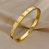 Inlaid Square Zircon Cuff Bangle Bracelets for Women Gold Silver Color Stainless Steel Stacked Bracelet - Image 5