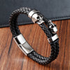 Multi-layer Bracelet Punk Stainless Steel Charm Magnetic Black Men's Leather Bracelets Skull Braided Bangles Jewelry - Image 1