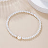 A-Z Initial Letter Bracelet for Women White Beads Round Pendant Elastic Bracelets Jewelry Mother of Pearl Charm - Image 19