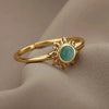 Opal Finger Rings For Women Stainless Steel Adjustable Couple Geometric Ring Handmade Aesthetic Jewelry Gift - Image 2
