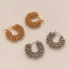 Silver Color Round Twisted Bead Hoop Earrings for Women Jewelry Light Accessories - Image 1