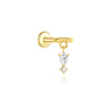 Silver 1pc Water Drop Zirconia Tassel Chain Two Stud Earrings For Women Hypoallergic Jewelry - Image 18