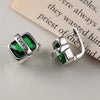 Prevent Allergy Green Zircons Earrings for Women Couple Vintage Punk Lucky English Letter Party Jewelry Gift - Image 4