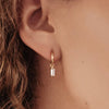 Charm Dainty Baguette Huggie Hoop Earrings with Emerald Amethyst CZ Dangle French Minimalist Jewelry for Women Accessories - Image 4
