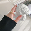 Double Opening Ring Glossy Feather Design Ring Stainless Steel Women's Jewelry - Image 4