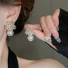 Light Imitation Pearl Earrings Women Zircon Crystal Earrings Snowflake Stud Earrings Jewelry For Party Wedding K - Image 1