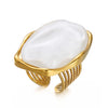 Maillard Chunky Gold Plated Stainless Steel Open Ring for Women Retro Tiger Eye Irregular Statement Adjustable Jewelry Gift - Image 11