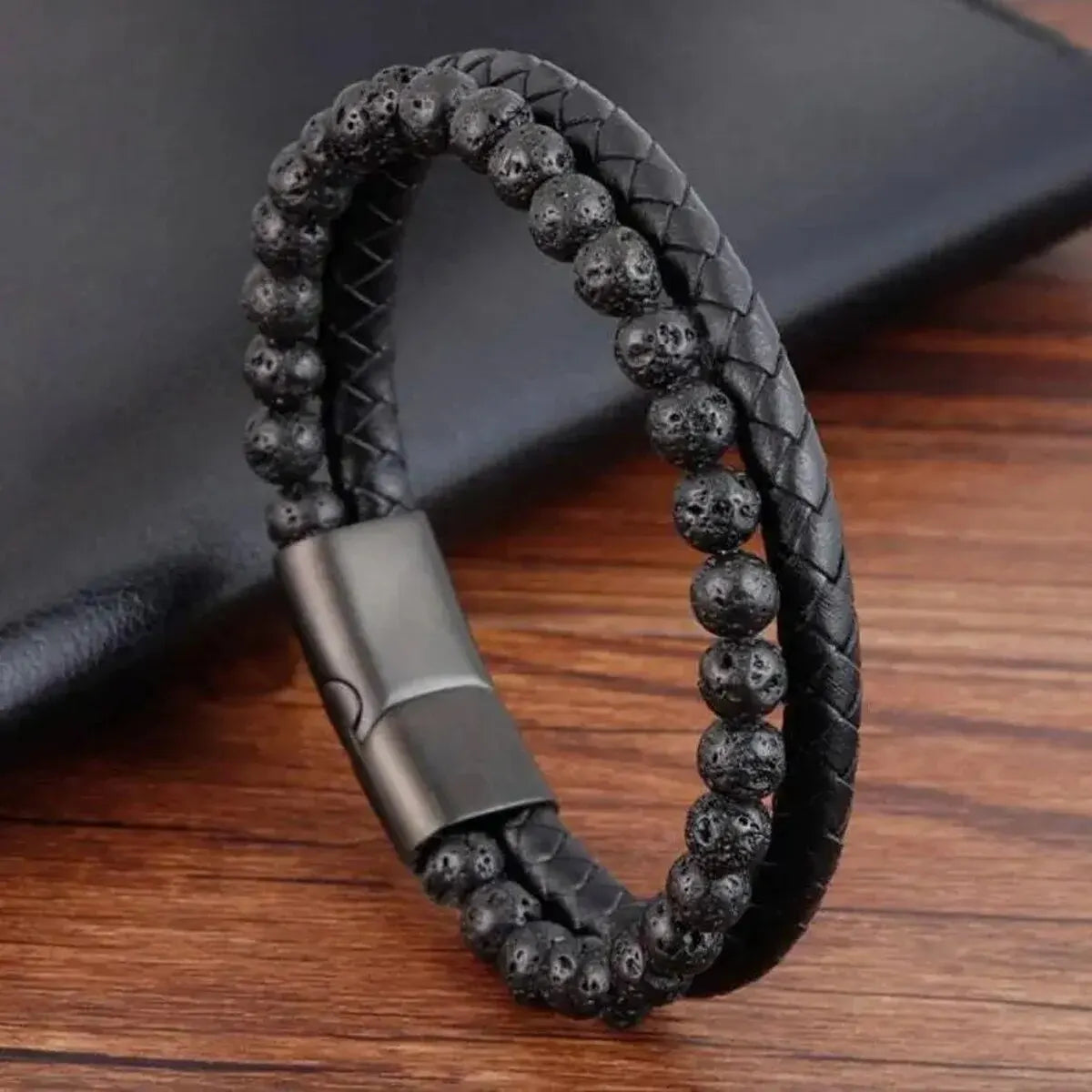 Stainless Steel Bracelet Tiger Eye Stone Beads Bracelet Lava Stone Beads Stainless Steel Bracelet Men Women Jewelry - Image 1