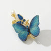 Women's Rhinestone Pearl Butterfly Brooches Fabric Embroidered Butterfly Insect Brooch Pin Party Office Jewelry - Image 1