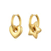 Stainless Steel Round Star Moon Heart Pendant Hoop Earrings for Women Classic Y2K Jewelry Gold Silver Color Earring - Image 5